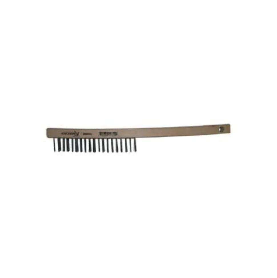 Anchor Hand Scratch Brushes; 3" X 19" Rows; Stainless Steel Wire; Curved Wood Handle 388SS