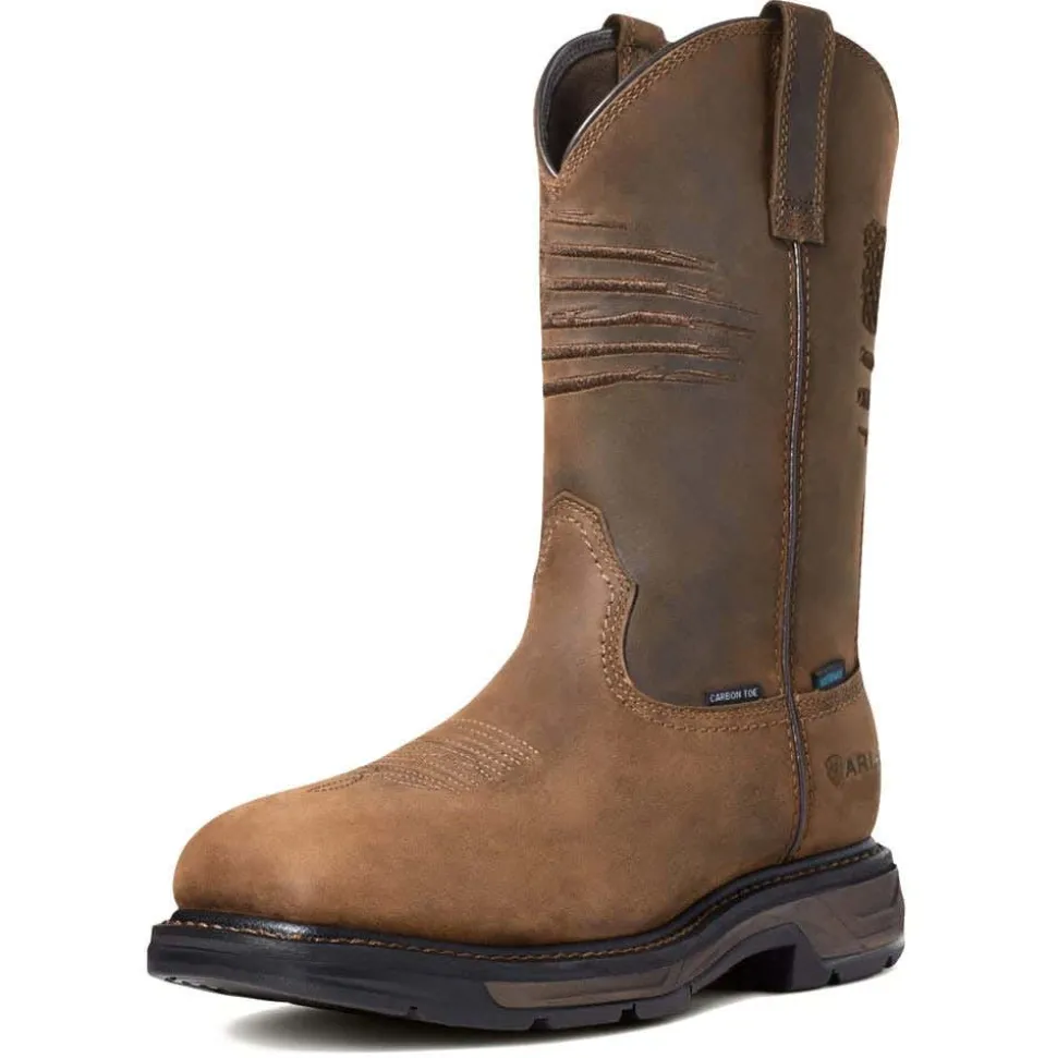 Ariat WorkHog XT Patriot Waterproof Carbon Toe Work Boot - Distressed Brown 10036002