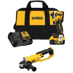 Atomic 20V Max 1/4" Brushless Cordless 3-Speed Impact Driver Kit w/ 20V MAX 4-1/2" / 5'' Cut-Off Grinder