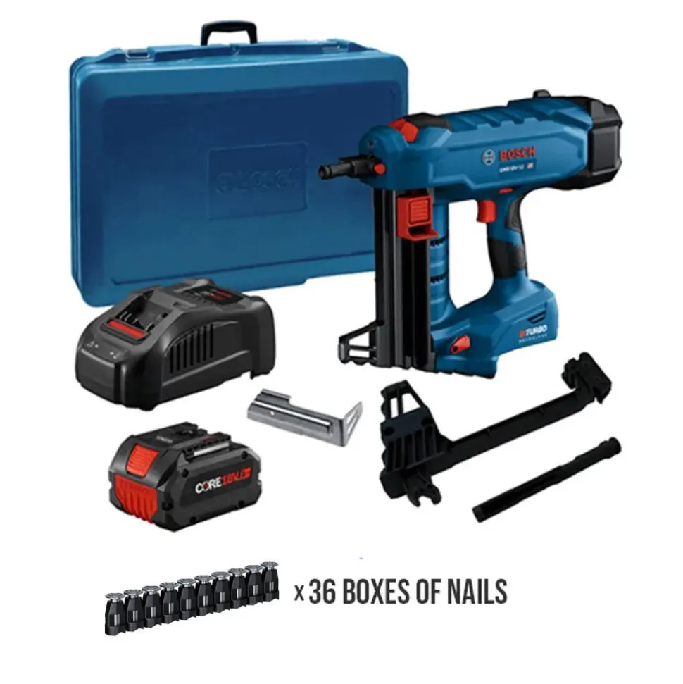 Bosch Power Tools PROFACTOR 18V Concrete Nailer Kit with 36 Boxes of 1-3/8" Collated Wood-To-Concrete Nails