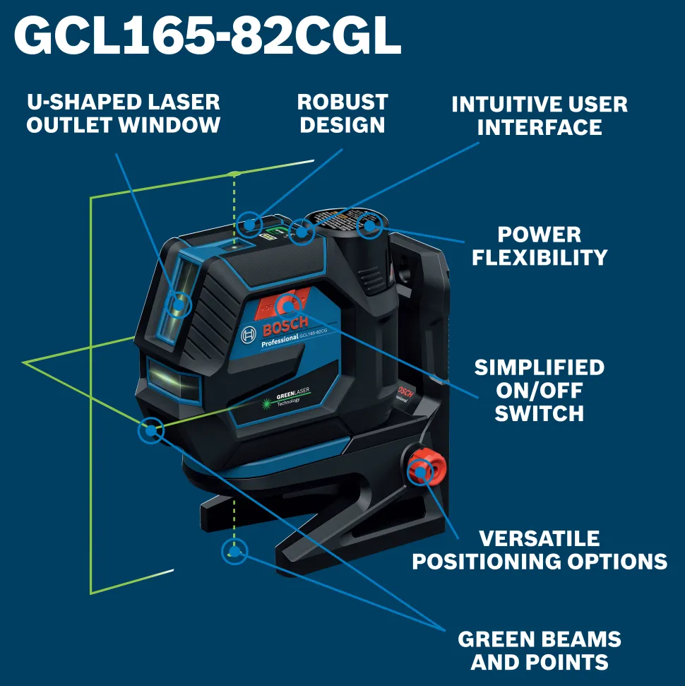 Bosch Power Tools 12V Max Green-Beam Cross-Line Laser GCL165-82CGL