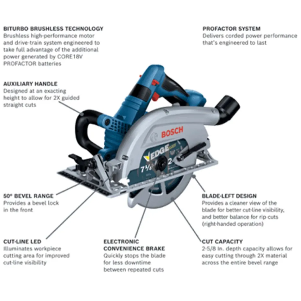 Bosch PROFACTOR 18V Strong Arm Blade-Left 7-1/4" Circular Saw (Bare Tool) GKS18V-26LN