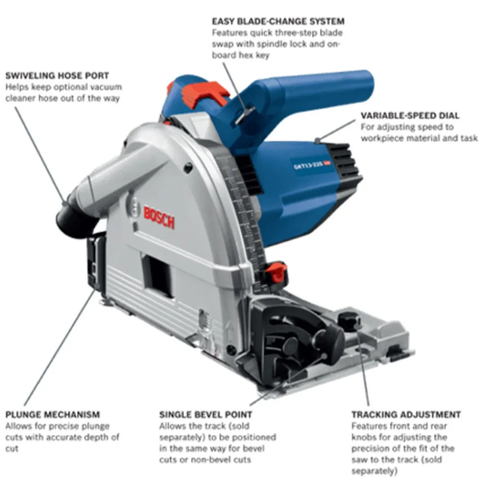 Bosch 6-1/2" Track Saw with Plunge Action and L-Boxx Carrying Case GKT13-225L