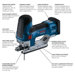 Bosch 18V Brushless Connected Barrel-Grip Jig Saw (Bare Tool) GST18V-60BCN