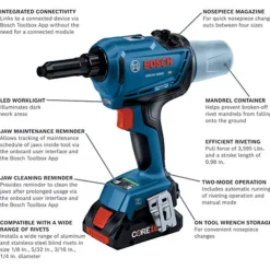 Bosch 18V Brushless Connected Rivet Tool (Bare Tool) GRG18V-3600CN