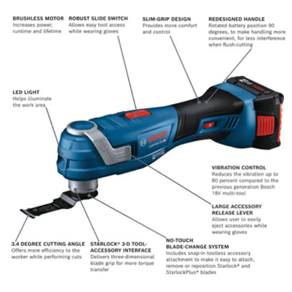 Bosch 18V Brushless StarlockPlus Oscillating Multi-Tool 4 Ah Kit GOP18V-34B14