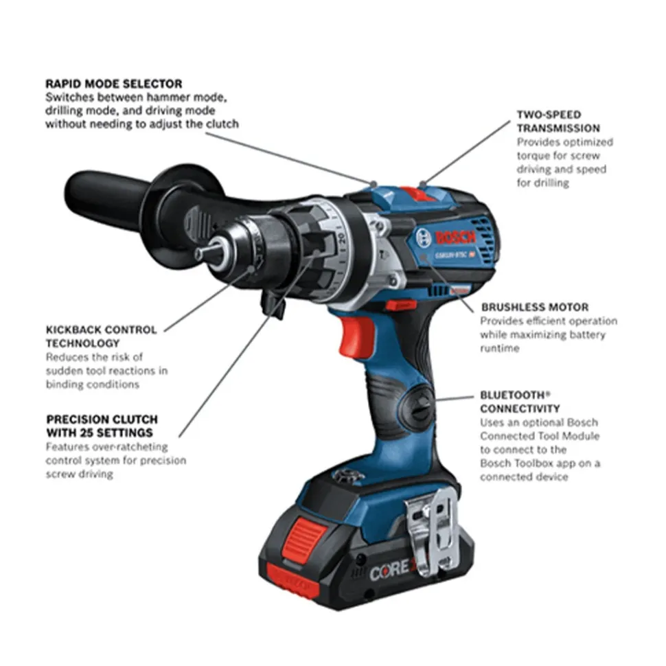 Bosch 18V 2-Tool Combo Kit with Impact Driver/Wrench, Hammer Drill/Driver and Batteries GXL18V-227B25