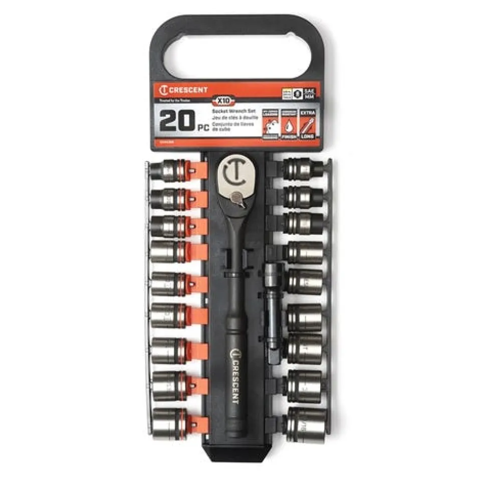 Crescent 20 Pc. X10 3/8" Standard SAE/Metric Mechanics Tool Set CSWS38B