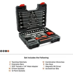 Crescent Tools 70 Piece 1/4" & 3/8" Drive SAE/Metric Mechanics Tool Set CTK70C