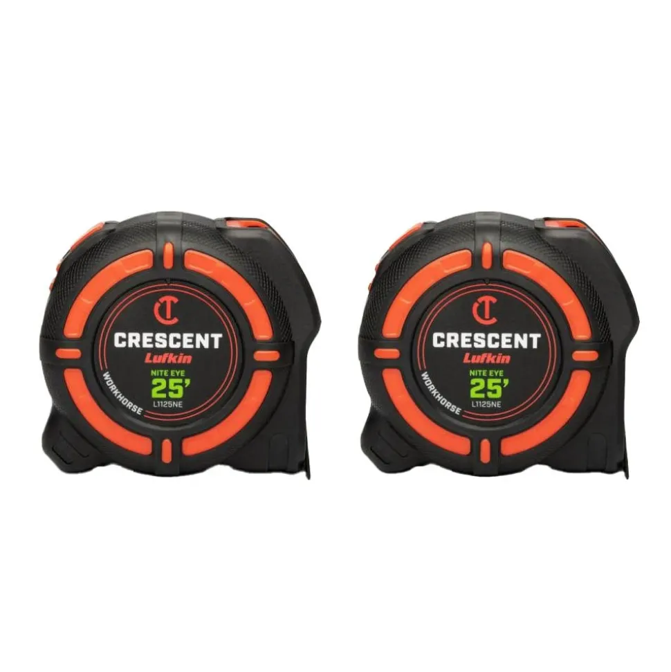 Crescent Tools 1-1/4" x 25' WORKHORSE NITE EYE Tape Measure (2 Pack) L1125NESET2V