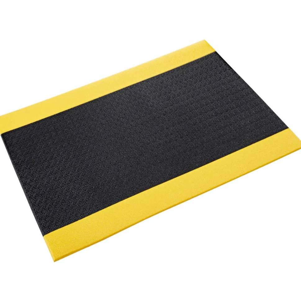 Crown Anti-Fatigue Matting 3/8" 2'x3' Comfort-King Floor Mat Black/Yellow Dry Area CK 0023YB