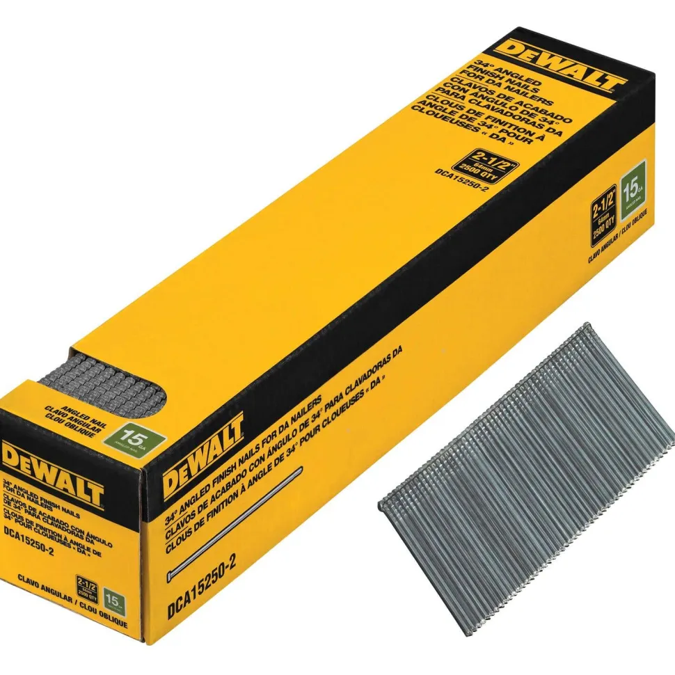 DeWalt 34° Angled Finish Nails For DA Nailers 2-1/2" - 2,500PK DCA15250-2