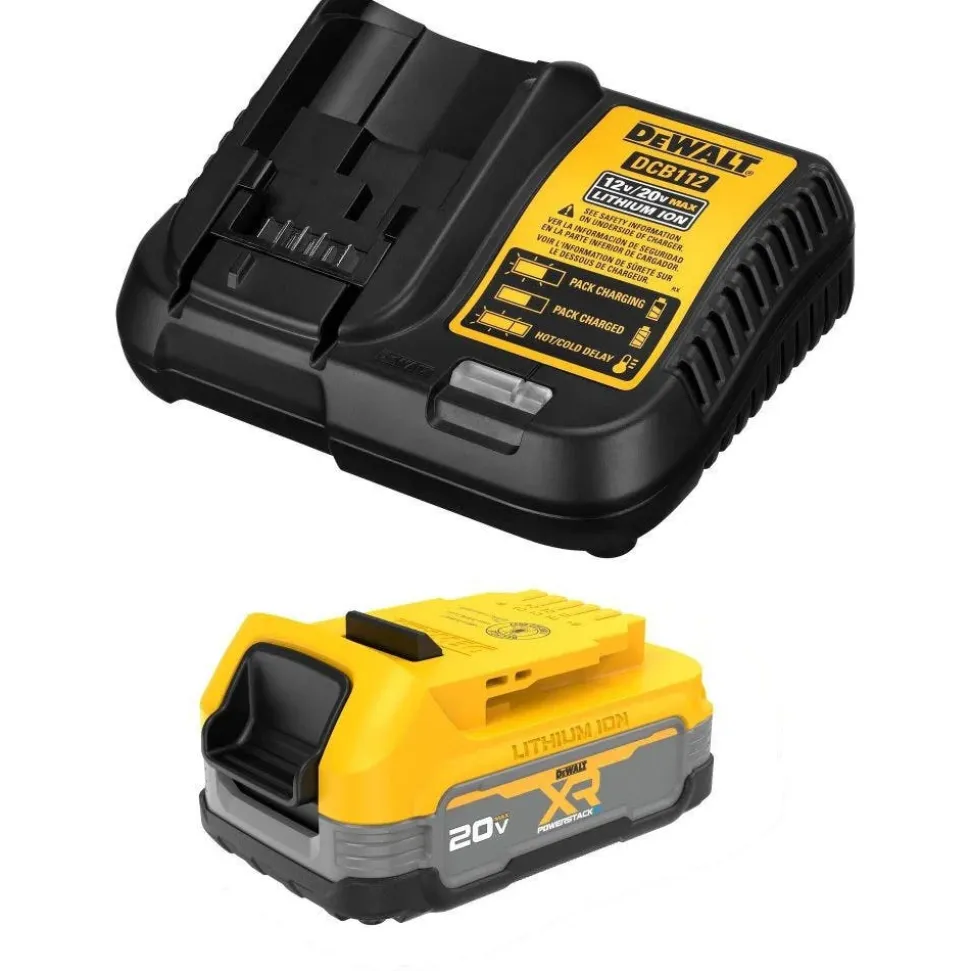 DeWalt ATOMIC 20V MAX Cordless One-Handed Reciprocating Saw With POWERSTACK 20V MAX Compact Battery Charger Starter Kit DW-DCBP034C-DW-DCS369B