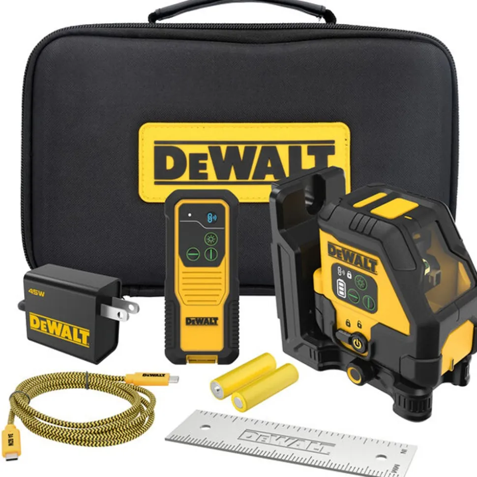 DeWalt DEWALT USB Rechargeable Green Cross Line Laser Kit DCLE14201G