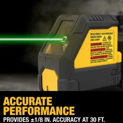 DeWalt DEWALT USB Rechargeable Green Cross Line Laser Kit DCLE14201G
