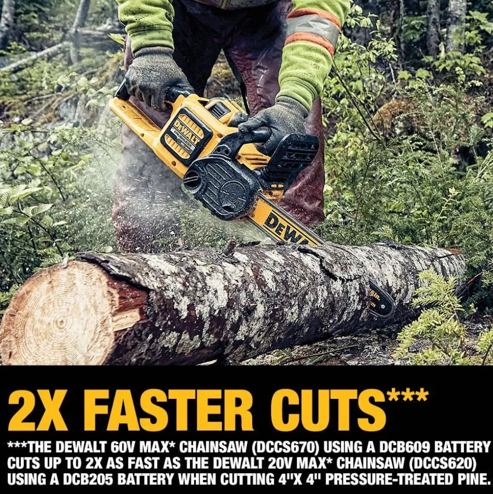 DEWALT FLEXVOLT 60V MAX Brushless Cordless Chainsaw, Tool Only DCCS670B