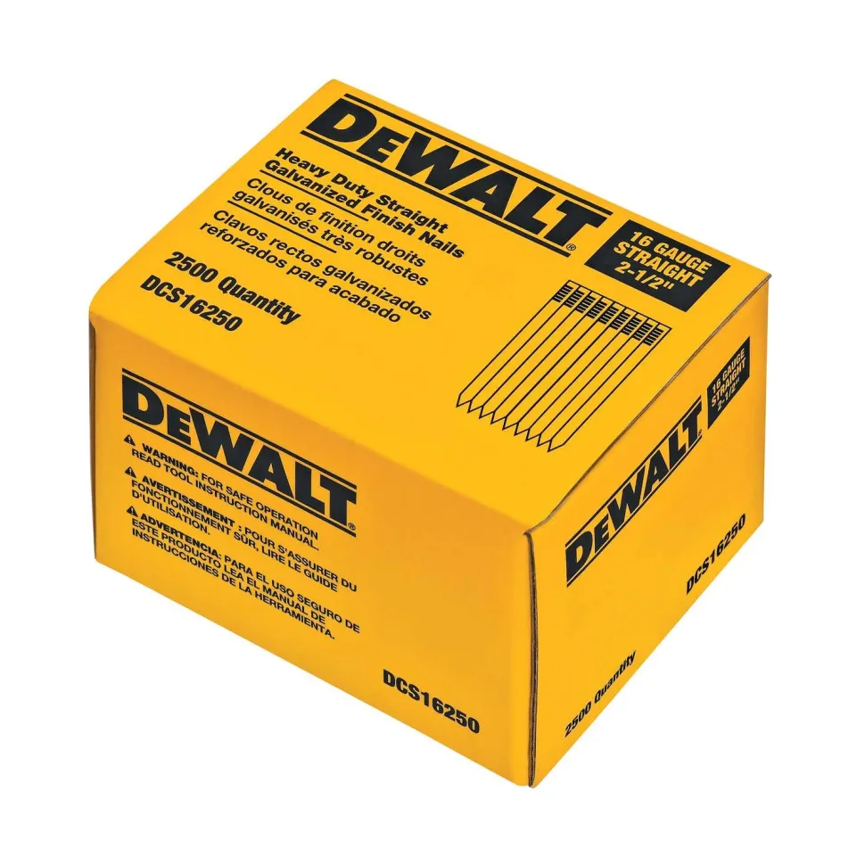 DeWalt 16 Gauge Straight Finish Nails 2-1/2" - 2,500PK DCS16250