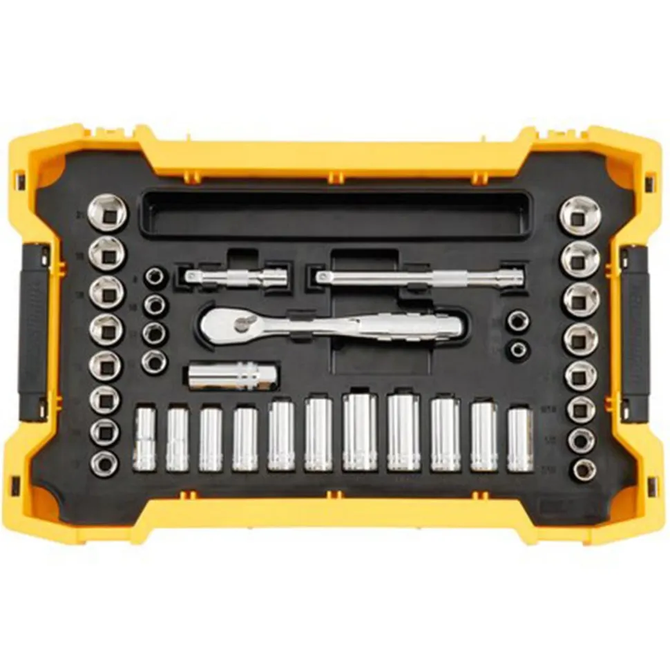 DeWalt 37 Piece 3/8'' Drive Socket Set with ToughSystem 20 Tray and Lid DWMT45400