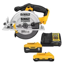DeWalt 20V MAX 6-1/2" Circular Saw 4.0Ah, 6.0Ah Batteries & Charger Kit DCS391B-DCB2460C