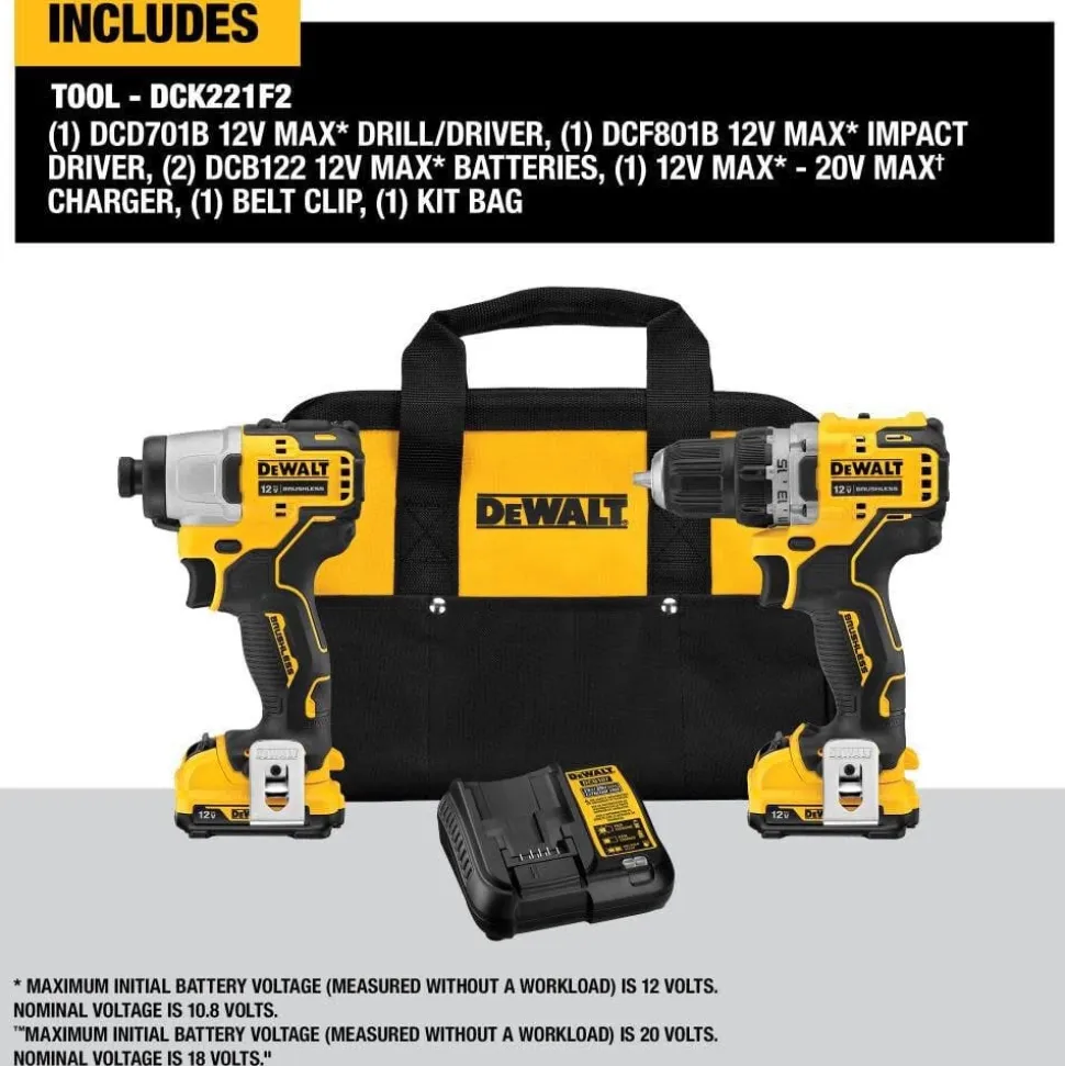 DeWalt 12V MAX Drill/Impact Driver Kit DCK221F2