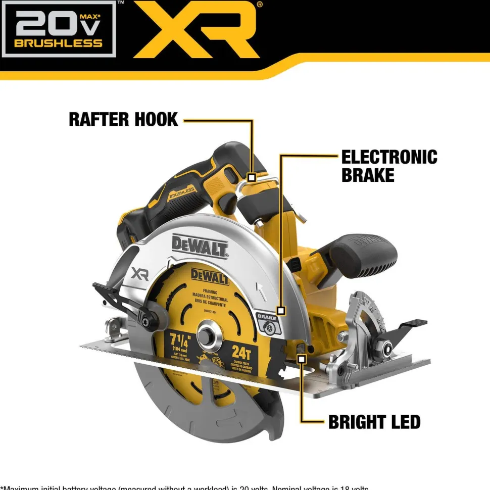 DeWalt 20V MAX Lithium-Ion 7-1/4" Cordless Circular Saw Kit with 80 Ah Battery, Charger and Kit Bag DCS590WW1