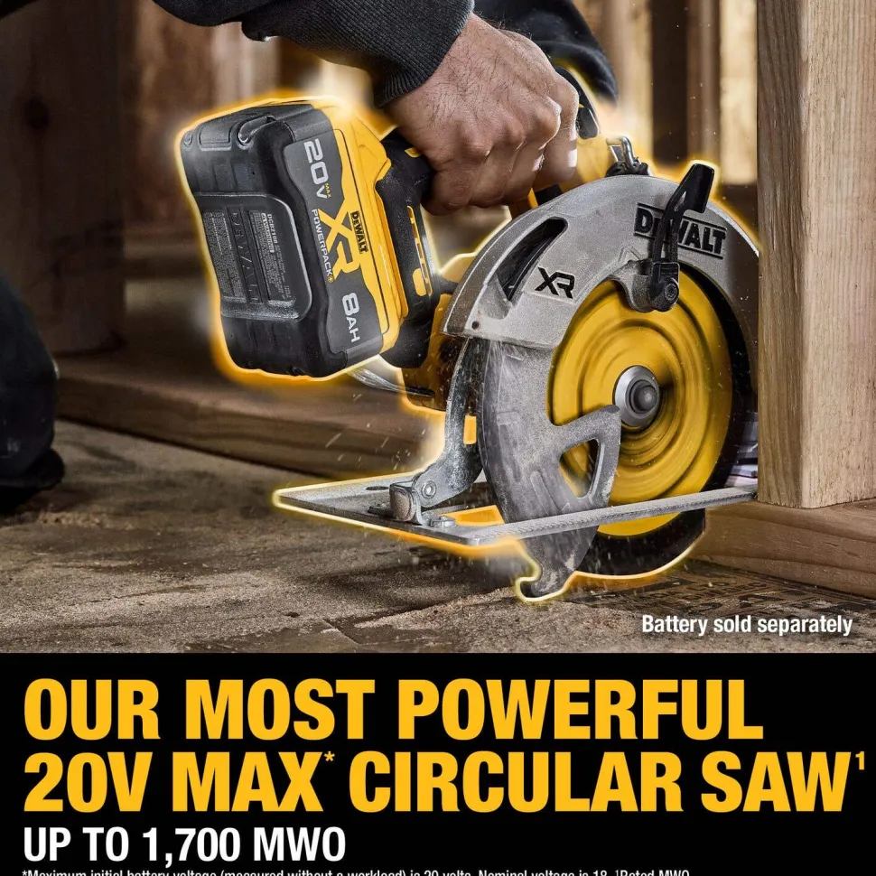 DeWalt 20V MAX Lithium-Ion 7-1/4" Cordless Circular Saw Kit with 80 Ah Battery, Charger and Kit Bag DCS590WW1