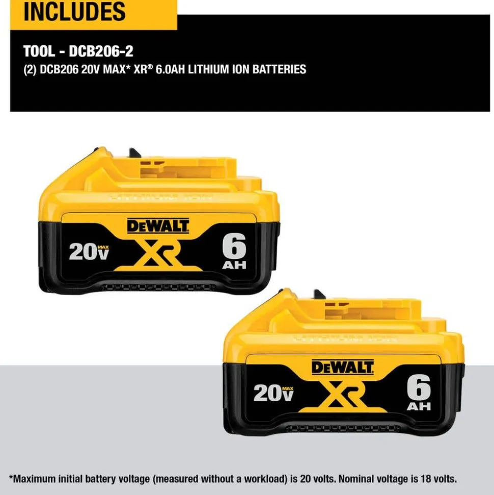DeWalt 20V MAX* XR 6Ah Battery (2 PK) DCB206-2