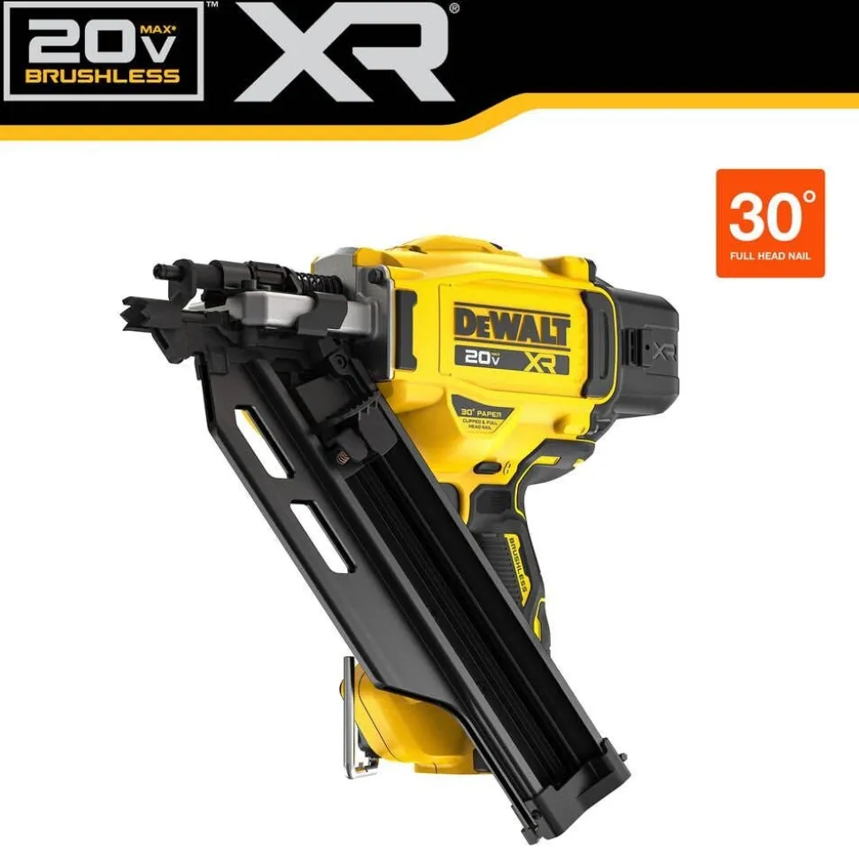 DeWalt 20V MAX XR Brushless Cordless 30 Degree Paper Collated Framing Nailer (Tool Only) DCN930B