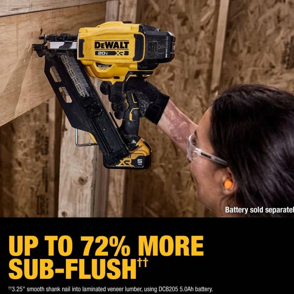 DeWalt 20V MAX XR Brushless Cordless 30 Degree Paper Collated Framing Nailer (Tool Only) DCN930B