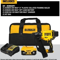 DeWalt 20V MAX XR Brushless Cordless 21 Degree Plastic Collated Framing Nailer Kit DCN920P1