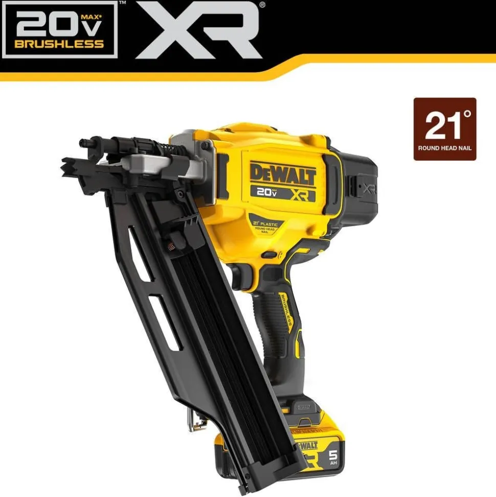 DeWalt 20V MAX XR Brushless Cordless 21 Degree Plastic Collated Framing Nailer Kit DCN920P1
