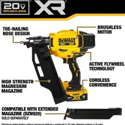 DeWalt 20V MAX XR Brushless Cordless 21 Degree Plastic Collated Framing Nailer Kit DCN920P1