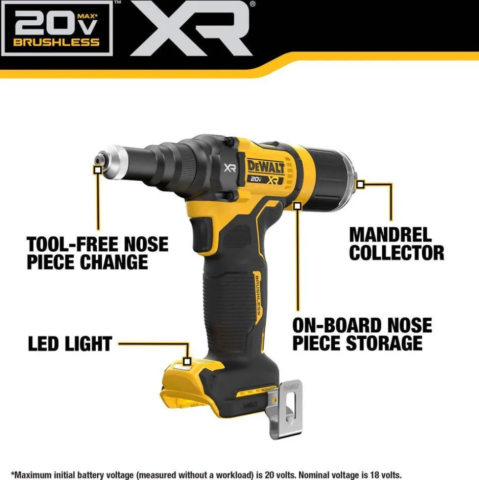 DeWalt 20V MAX* XR Brushless Cordless 3/16" Rivet Tool Kit DCF403D1