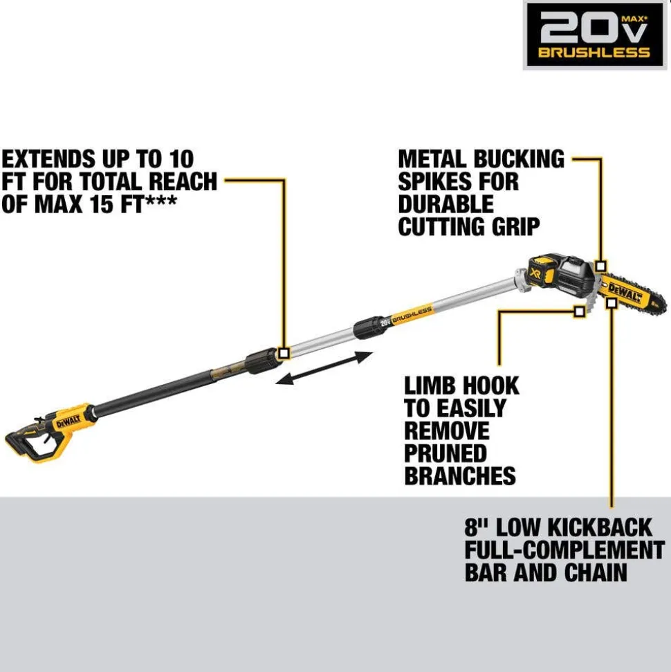 DeWalt 20V MAX* XR Cordless Pole Saw Kit DCPS620M1