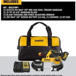 DeWalt 20V MAX XR Dual Trigger Mid-Size Bandsaw 5.0Ah Kit DCS379P1