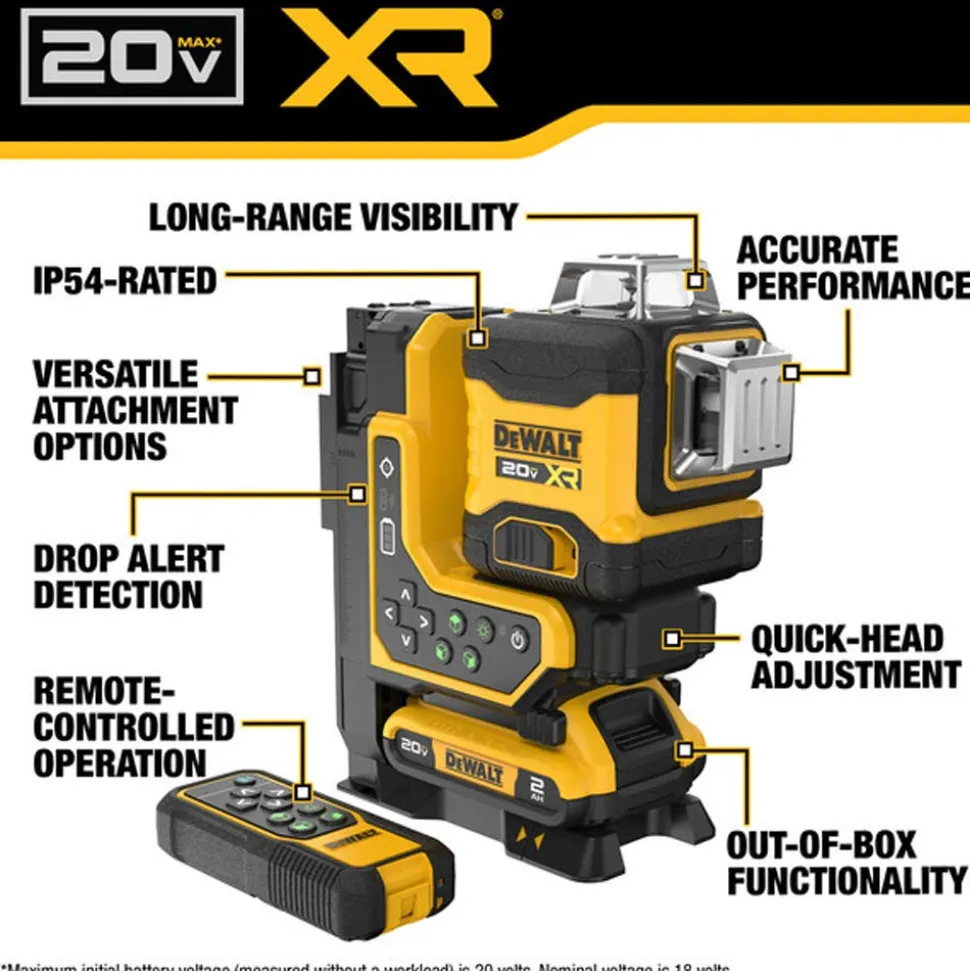 DeWalt 20V MAX 3x360 Remote Control Laser Kit DCLE34035D1