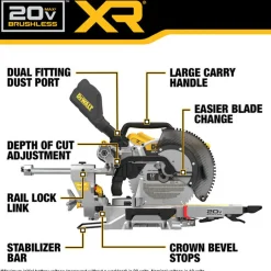 DeWalt 20V MAX* XR 12 in. Double Bevel Sliding Miter Saw (Tool Only) DCS785B