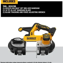 DeWalt 20V MAX XR Mid-Size Bandsaw (Tool Only) DCS378B