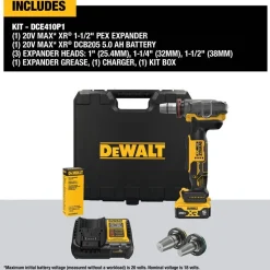DeWalt 20V MAX XR 1-1/2" PEX Expander Kit DCE410P1