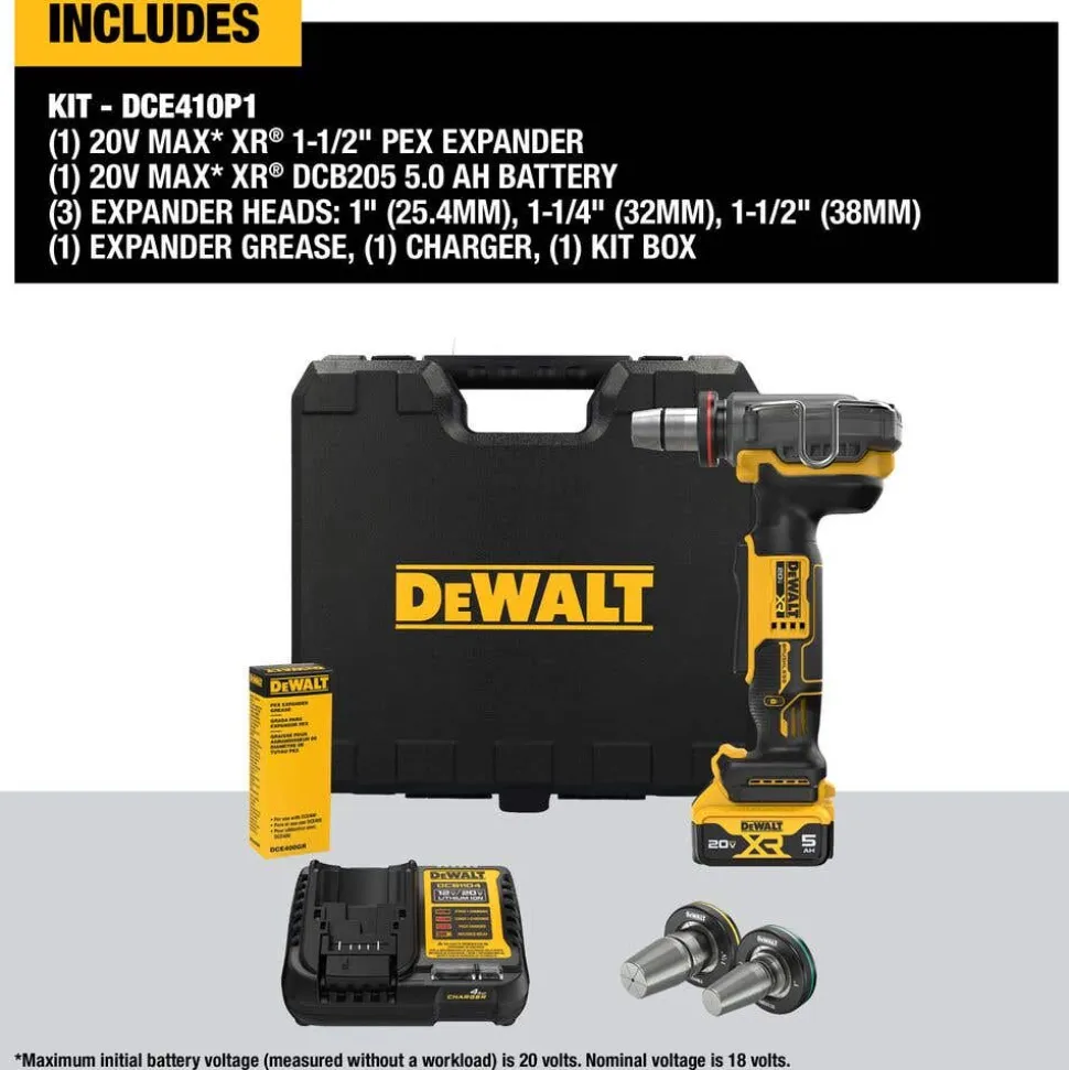 DeWalt 20V MAX XR 1-1/2" PEX Expander Kit DCE410P1