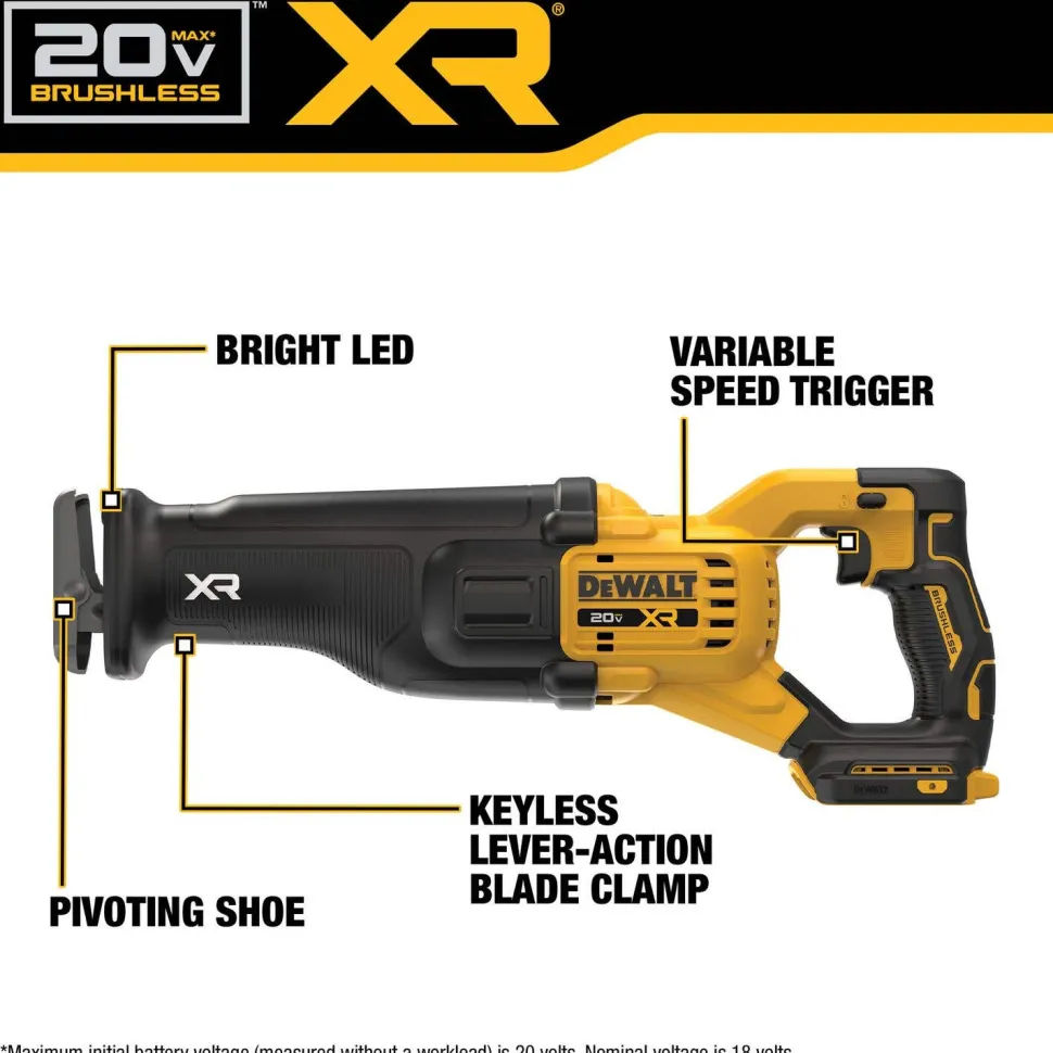 DeWalt 20V XR Cordless Reciprocating Saw (Tool Only) DCS384B