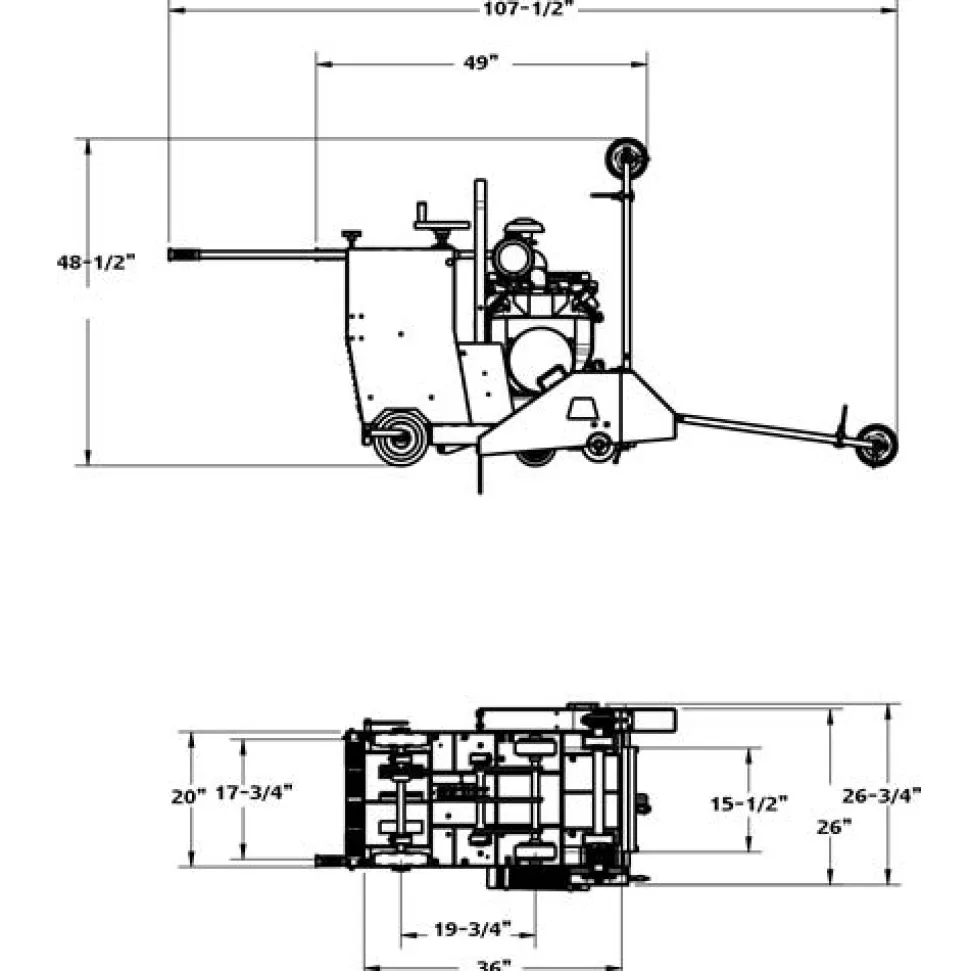 Diamond Products Core Cut 26" Concrete Saw 25HP Kohler CC2525KC-26 Walk-Behind Hydraulic Lift 78816/6047997