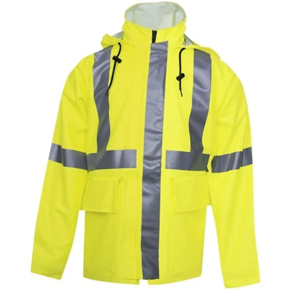 DriFire ARC H20 FR Hi-Vis Fluorescent Yellow Rain Jacket NSA-R30RL06