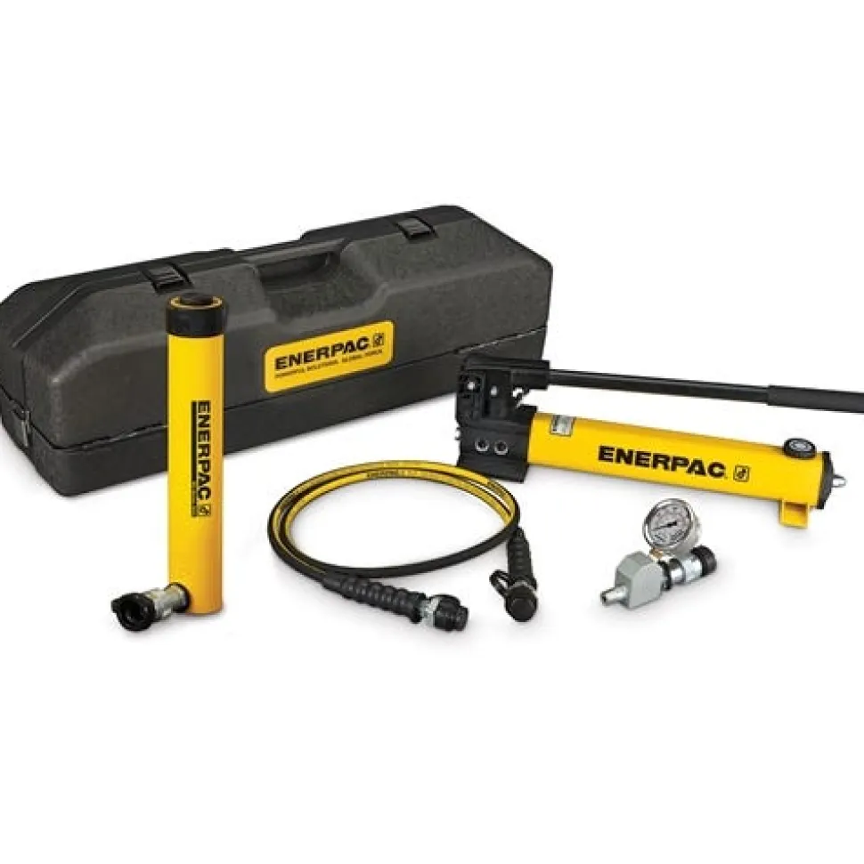 Enerpac 12.5 Ton Hydraulic Cylinder & Hand Pump Set w/ 13 Cylinder Attachments MS220