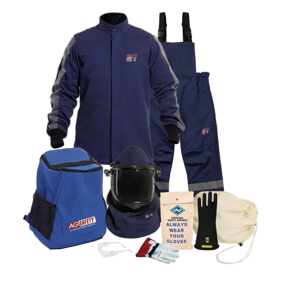 Enespro ArcGuard Performance 40 cal Jacket & Bib Kit w/ Lift Front Hood & Voltage Gloves (3X-10) ARC40KIT-3X10