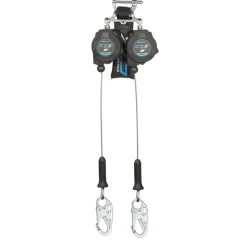 FallTech 8' CTX Cable Class 2 Leading Edge Personal SRL-P, Twin-leg w/ Steel Rebar Hooks 83208TP3