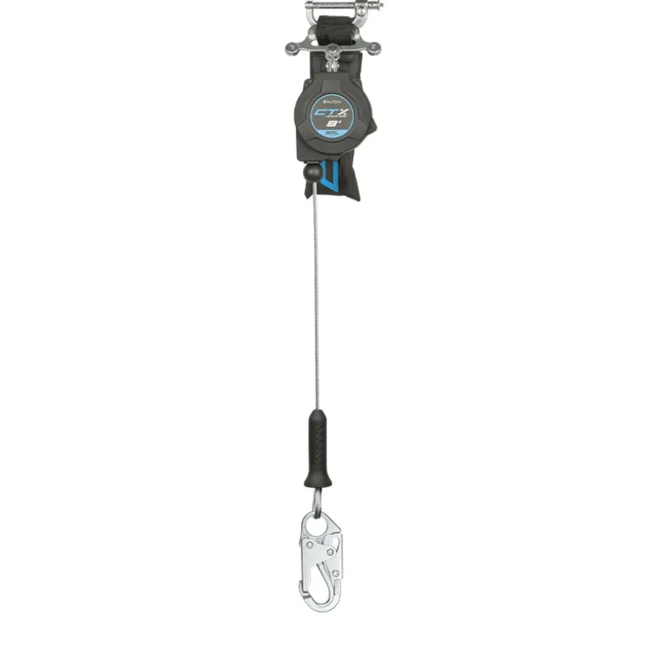FallTech 8' CTX Cable Class 2 Leading Edge Personal SRL-P, Single-leg w/ Steel Snap Hook 83208SP1