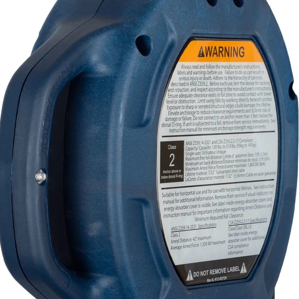 FallTech FT-R Class 2 Leading Edge 60' SRL w/ Galvanized Steel Cable 721560LE