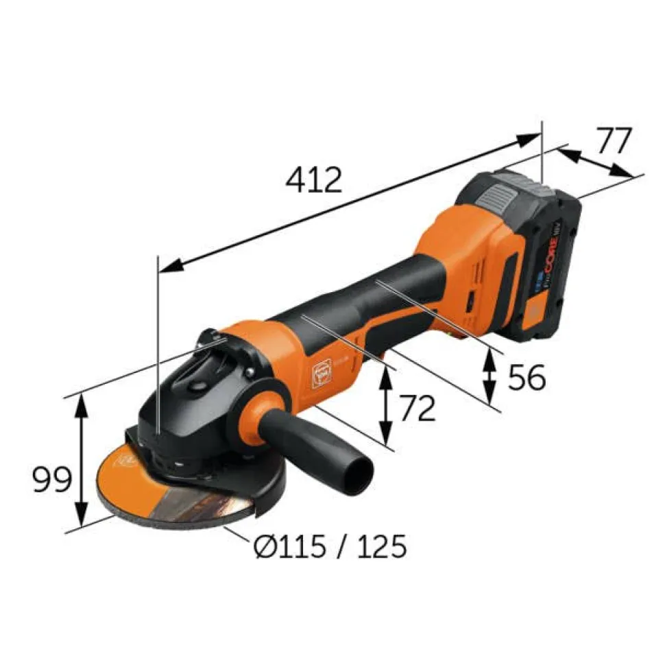 Fein 18V AmpShare CCG 18-125-10 AS 5" Angle Grinder Paddle 1080 Watts Brake (Bare Tool) 71220460120