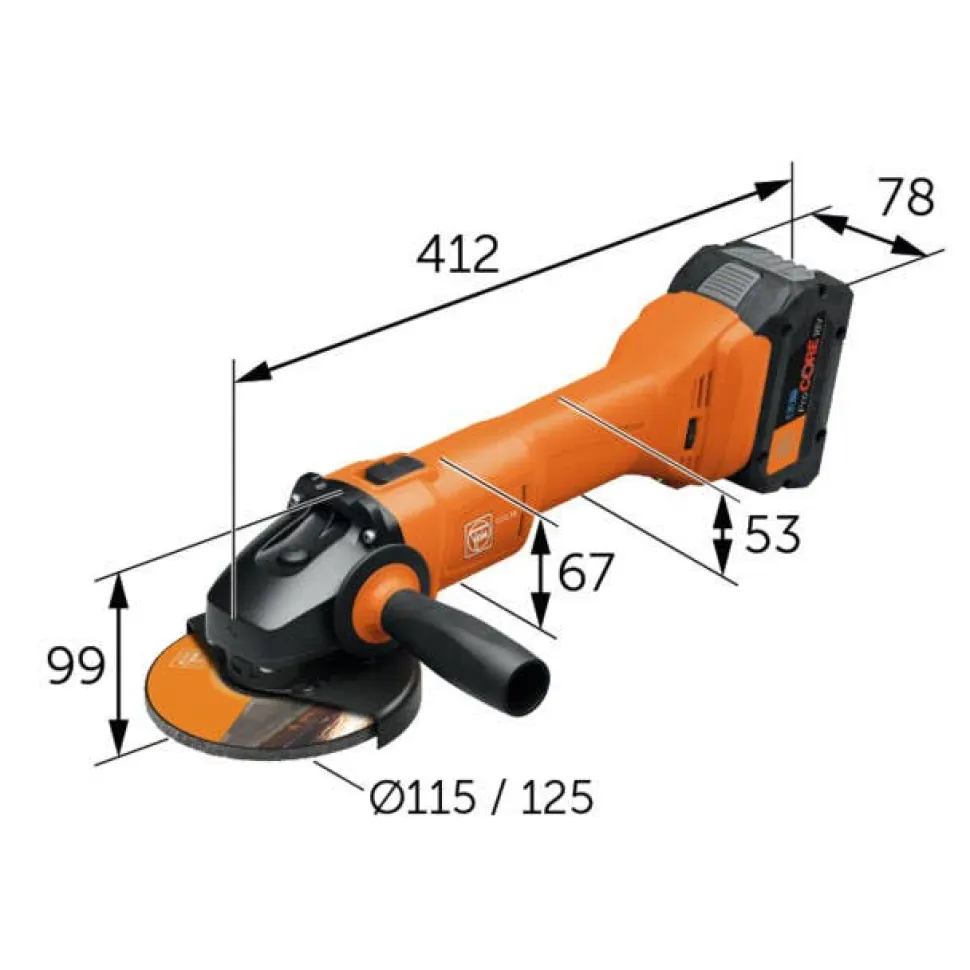Fein 18V AmpShare CCG 18-125-10 AS 5" Angle Grinder Slide 1080 Watts Brake (Bare Tool) 71220260120